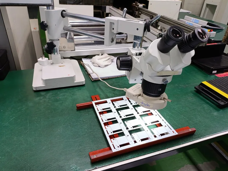 PCBs being assembled during Tai's visit to the factory.