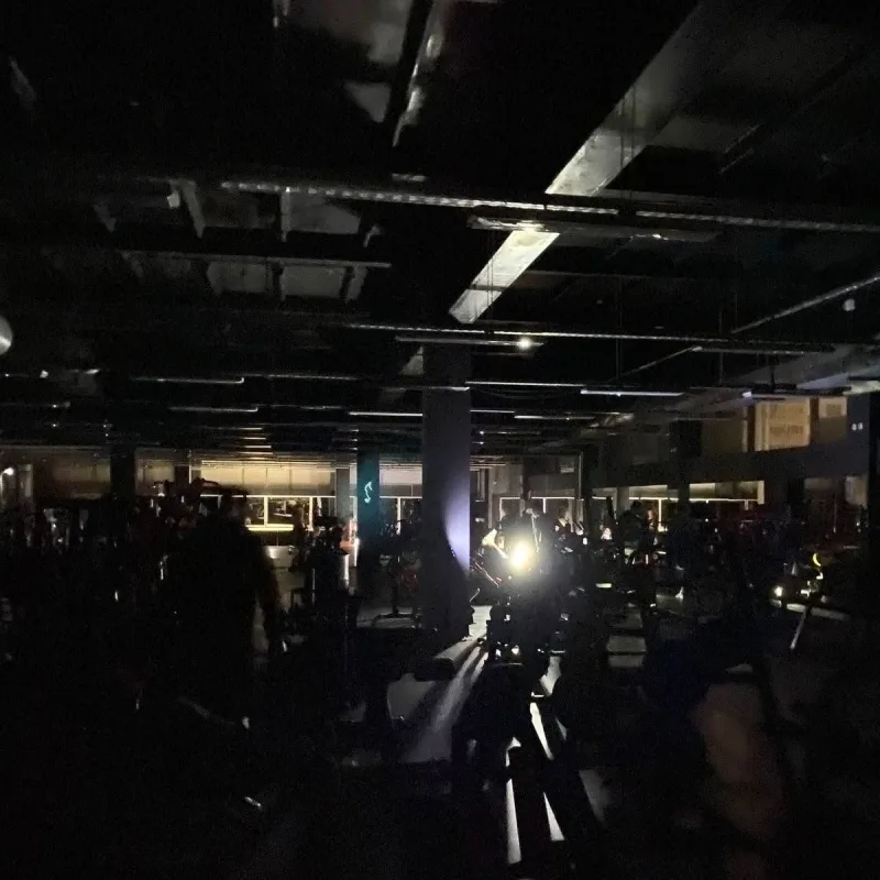 Yehor working out during a power outage