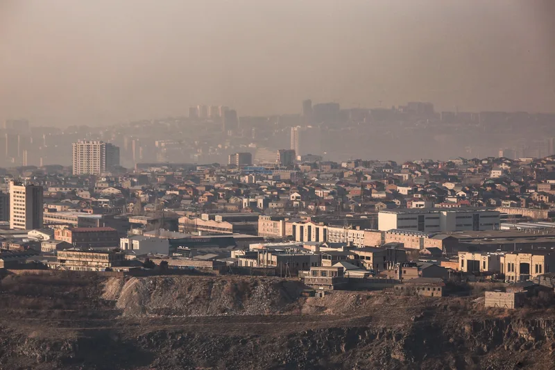 haze of pollution over Yerevan