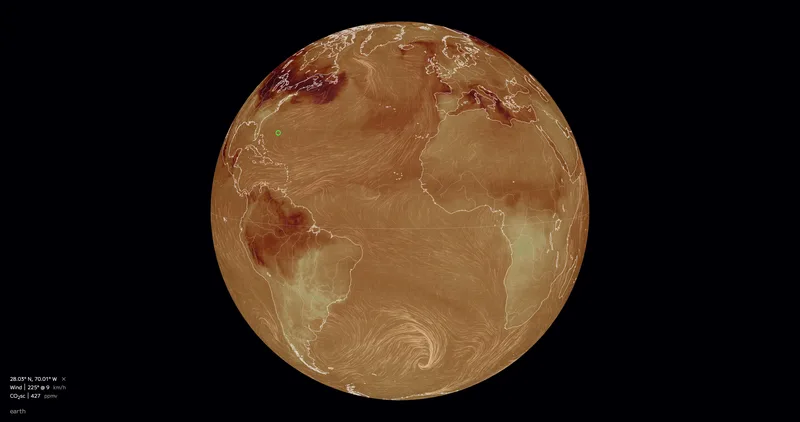 Global CO₂ concentration from Earth.nullschool.net