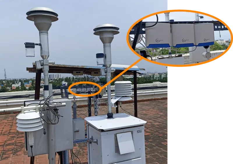 Figure 4: AirGradient monitors co-located at a reference air quality station in Chennai, India.
