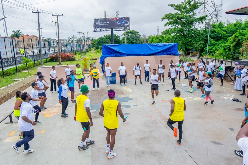 The Lagos Cityzens Hub warming up for a run
