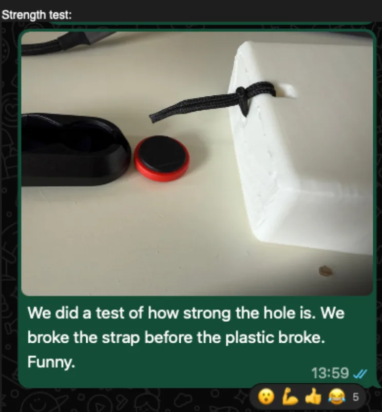 Whatever result we were expecting, it wasn't that the strap would break before the mounting hole!