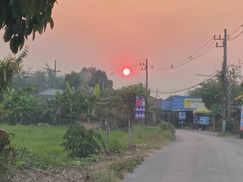 A smokey morning during the burning season near the AirGradient office.