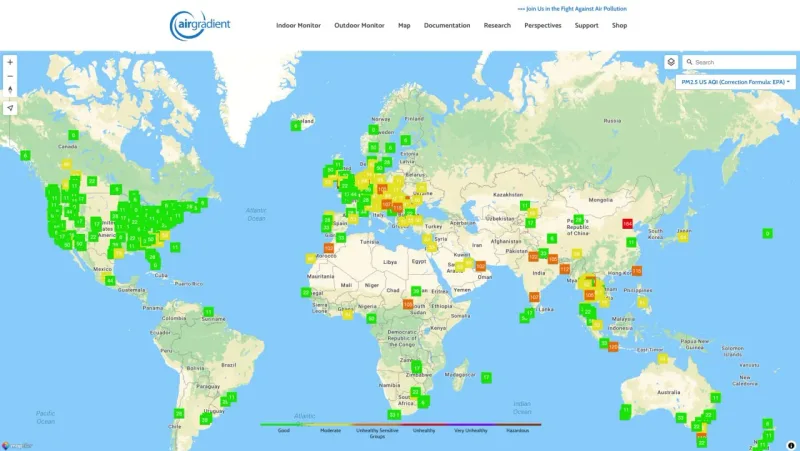 AirGradient CO 2 Map.