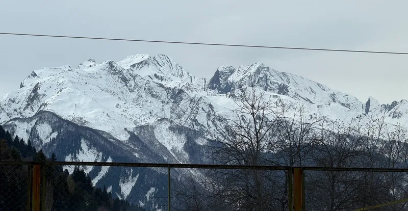 A view of the Caucasus mountain range from Oni