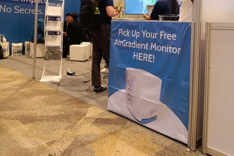 The setup for the AirGradient booth