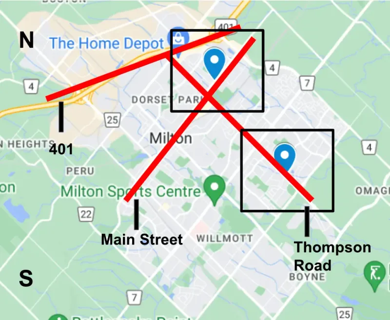 Approximate location of where the sensors were placed in the city