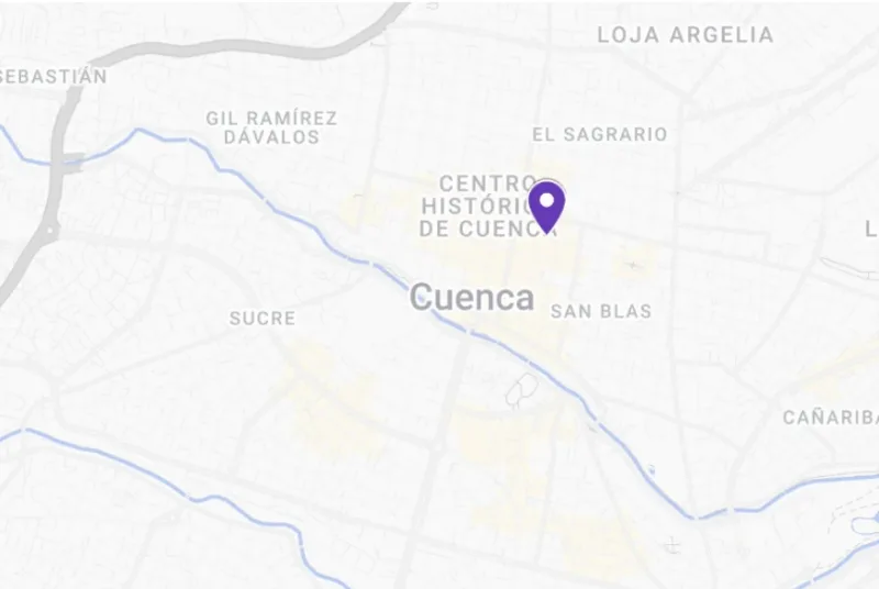Proposed location for an outdoor air quality monitor in Cuenca, a city known for its better environmental indicators, including cleaner air and sustainable waste and waterway management.